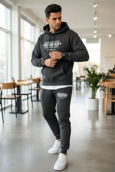 Trening barbati slim fit gri, Pantaloni + Hanorac, vatuit 12105 I3-3.1